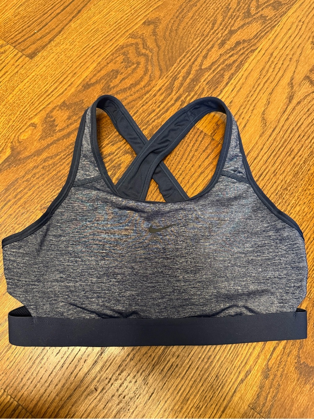 Nike Classic Sparkle Navy Heather Cross Back Sports Bra